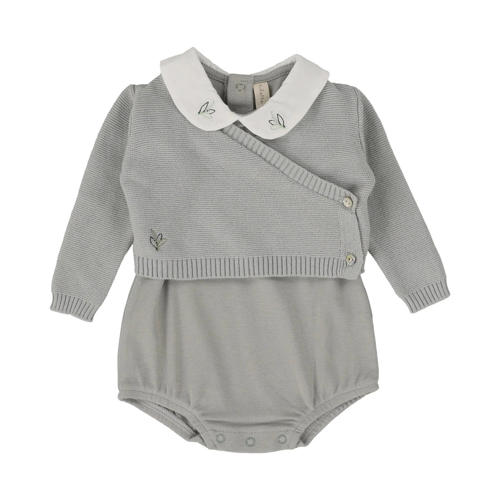 Lilette by Lil Legs Romper Jellybeanzkids Lilette Knit Wrap Sleeveless Onesie Set -Soft Blue
