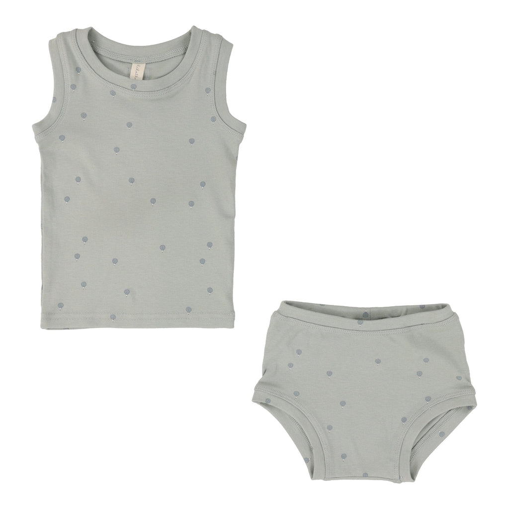 Lilette by Lil Legs set Jellybeanzkids Lilette All Over Hot Air Balloon Sleeveless Set- Seafoam