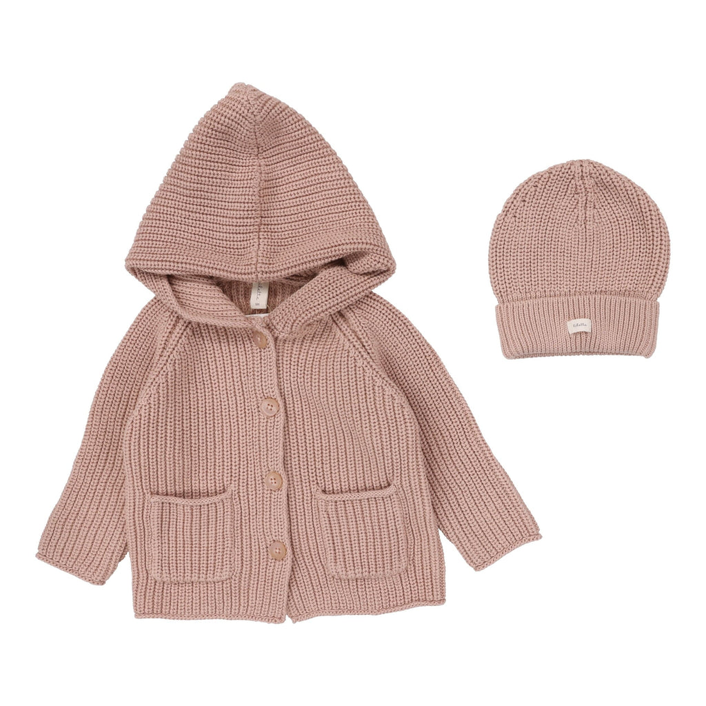 Lilette by Lil Legs set Jellybeanzkids Lilette Chunky Cardigan Set - Classic - Dusty Pink