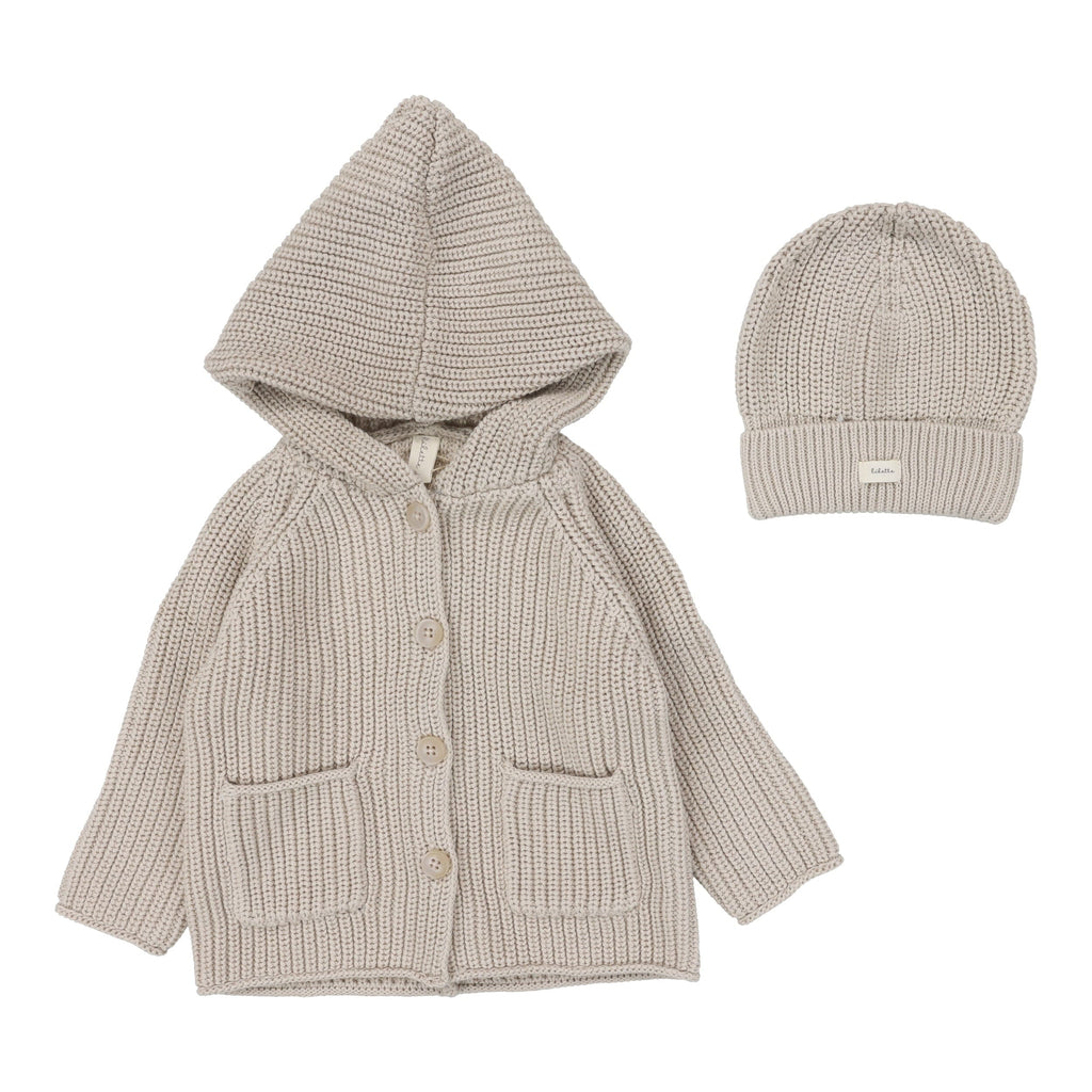 Lilette by Lil Legs set Jellybeanzkids Lilette Chunky Cardigan Set - Classic - Natural/Taupe