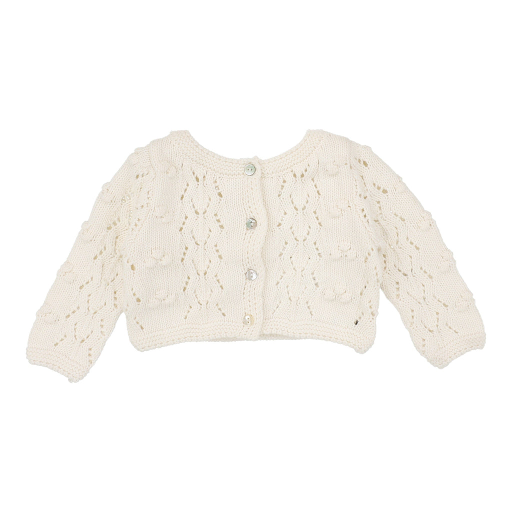 Lilette by Lil Legs set Jellybeanzkids Lilette Popcorn Weave Cardigan Set - Cream
