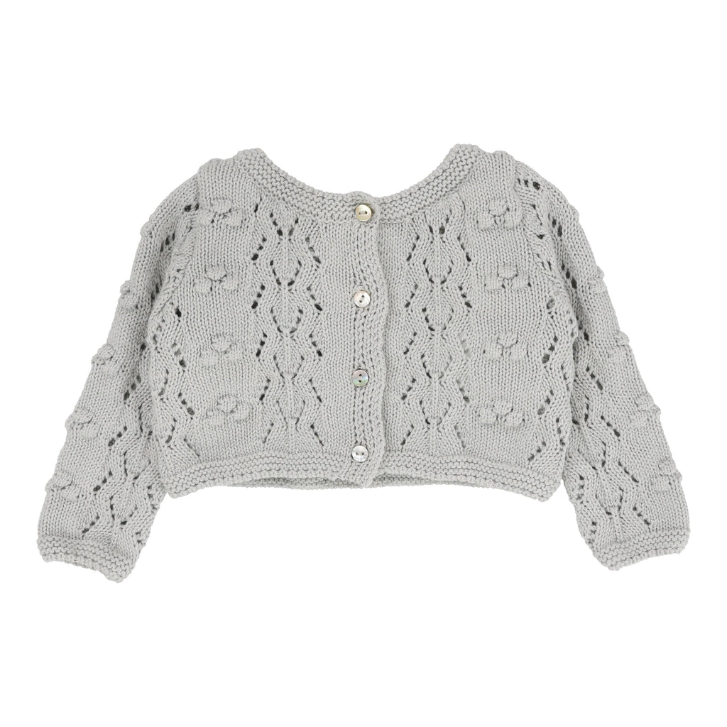 Lilette by Lil Legs set Jellybeanzkids Lilette Popcorn Weave Cardigan Set - Light Blue