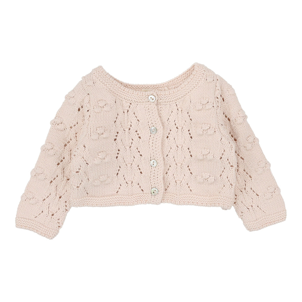 Lilette by Lil Legs set Jellybeanzkids Lilette Popcorn Weave Cardigan Set - Petal