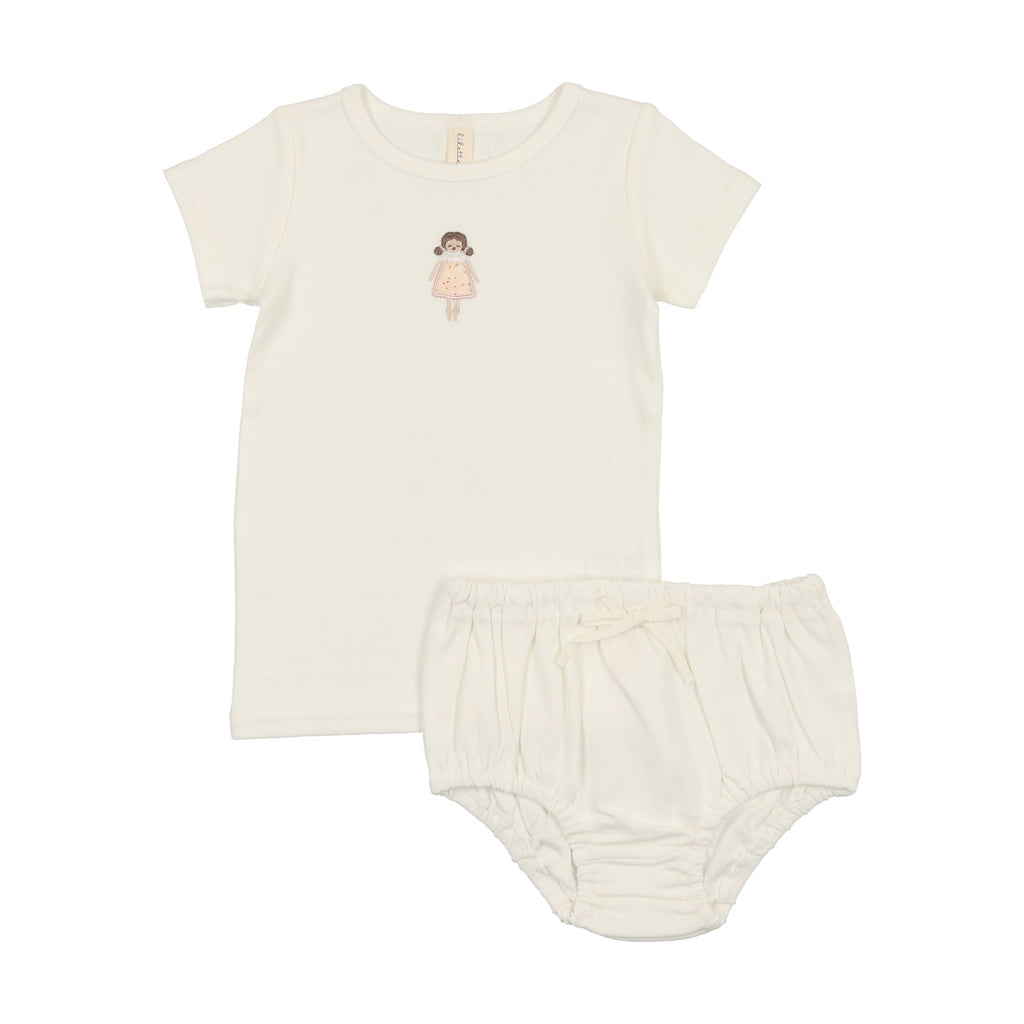 Lilette by Lil Legs Set Jellybeanzkids Lillete Embroidered Bloomers Set- White Doll