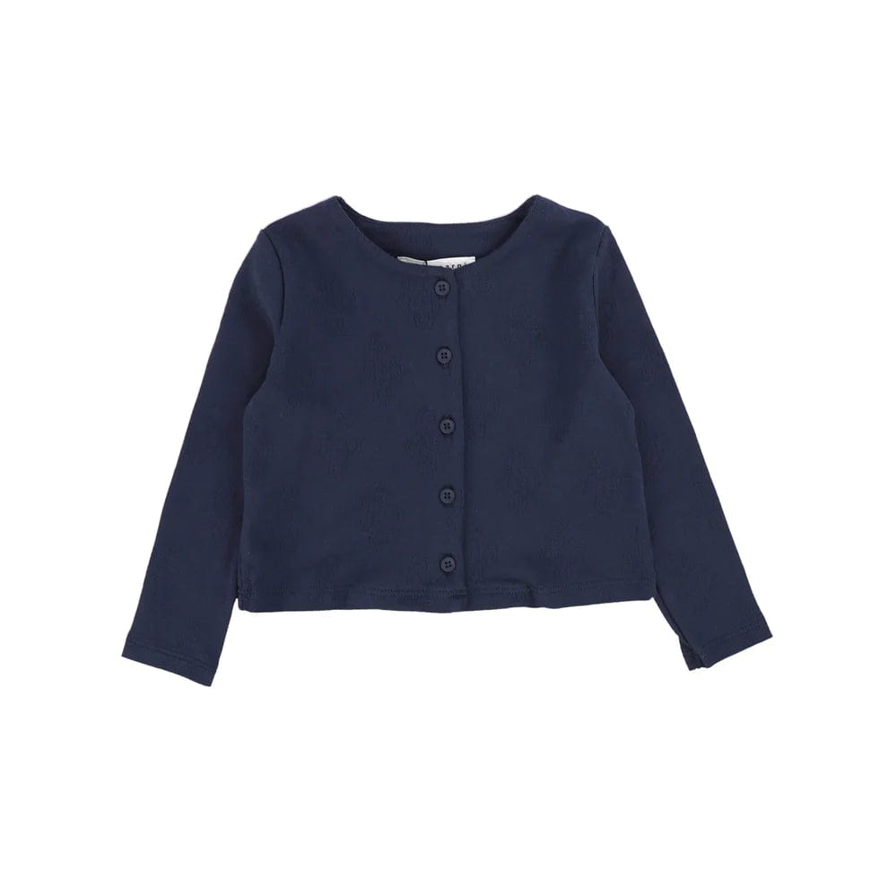 Little Parni Cardigan Jellybeanzkids Little Parni LP Pointelle Baby Cardigan- Navy