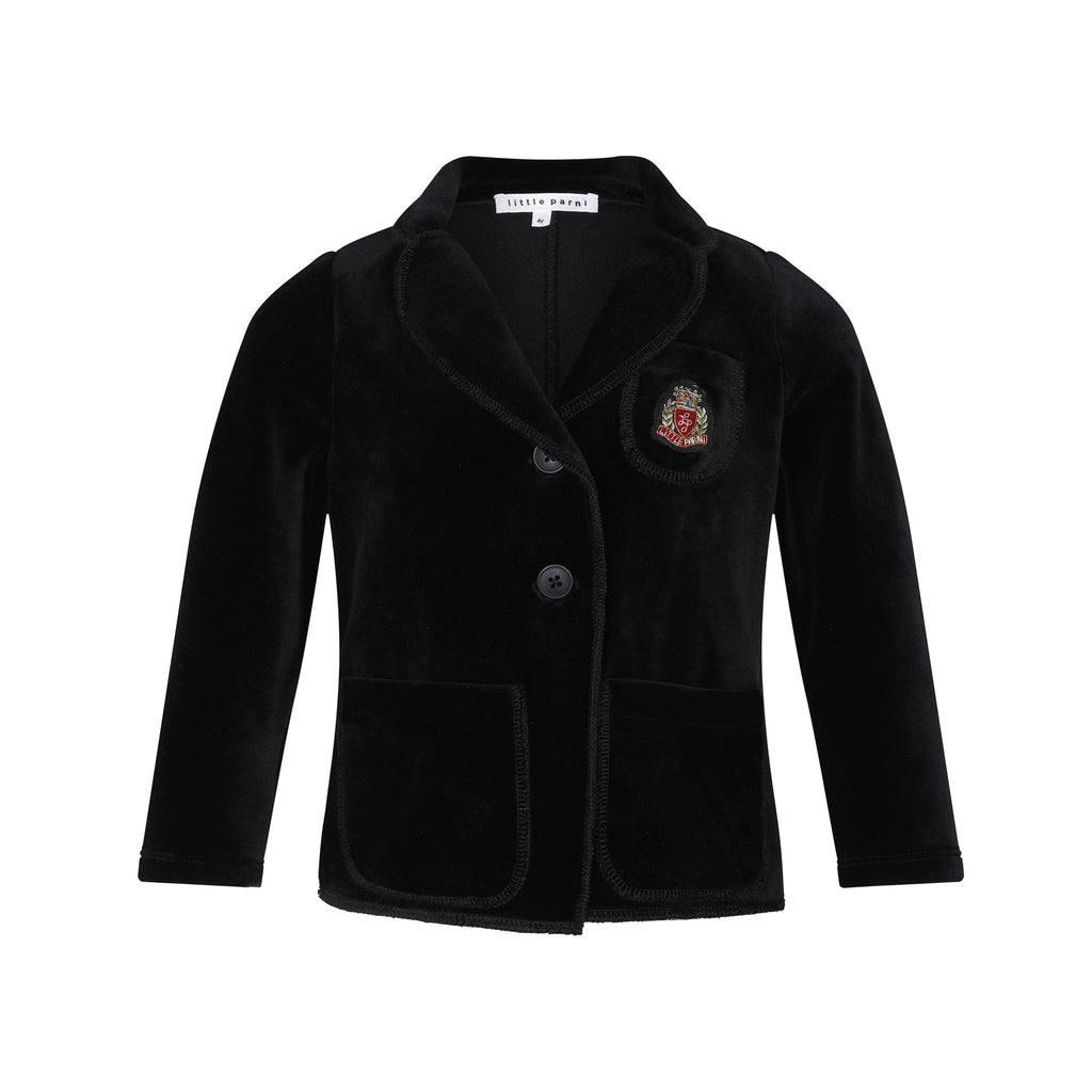 Little Parni Cardigan Jellybeanzkids Little Parni Velour Blazer- Black