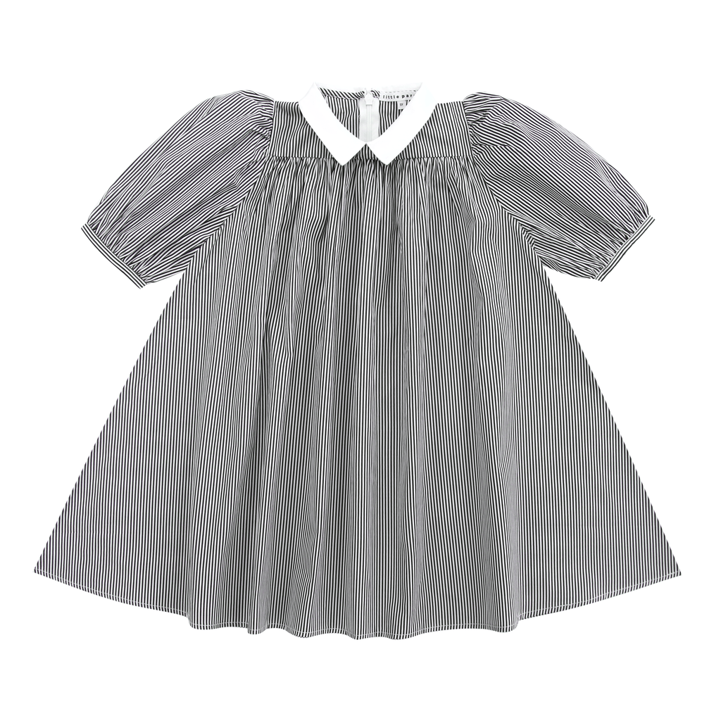 Little Parni Dress Jellybeanzkids Little Parni Girl's Collar Dress-Black And White Stripe