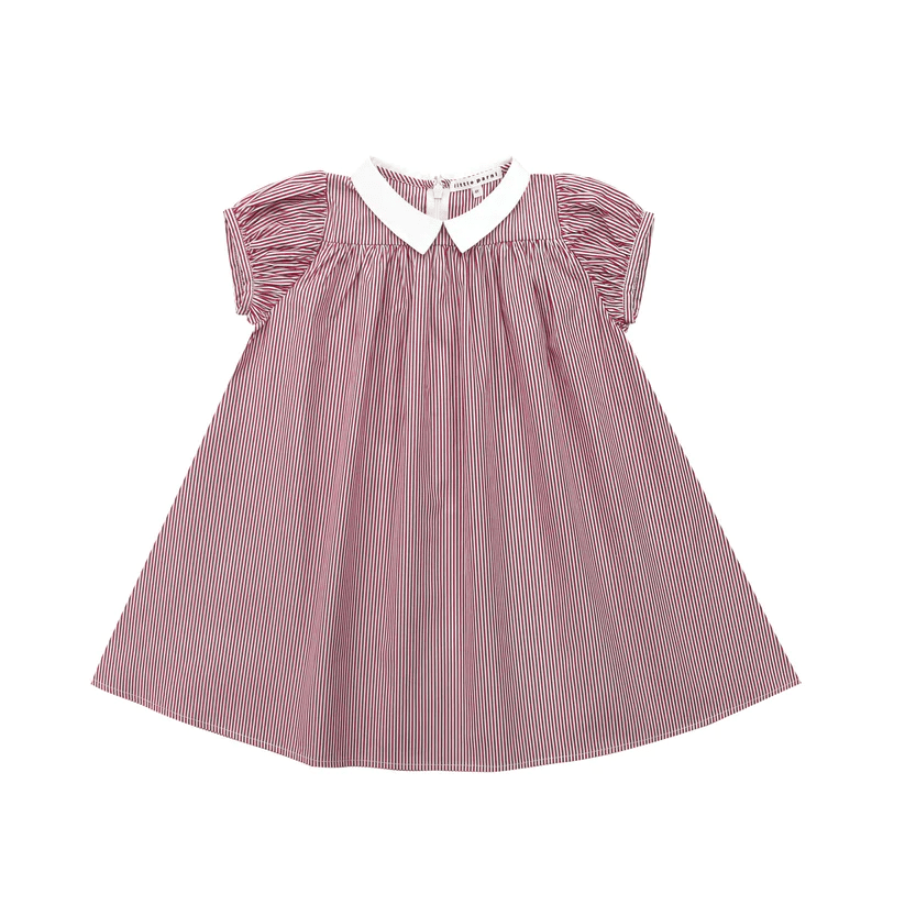 Little Parni Dress Jellybeanzkids Little Parni Girl's Collar Dress-Red Stripe
