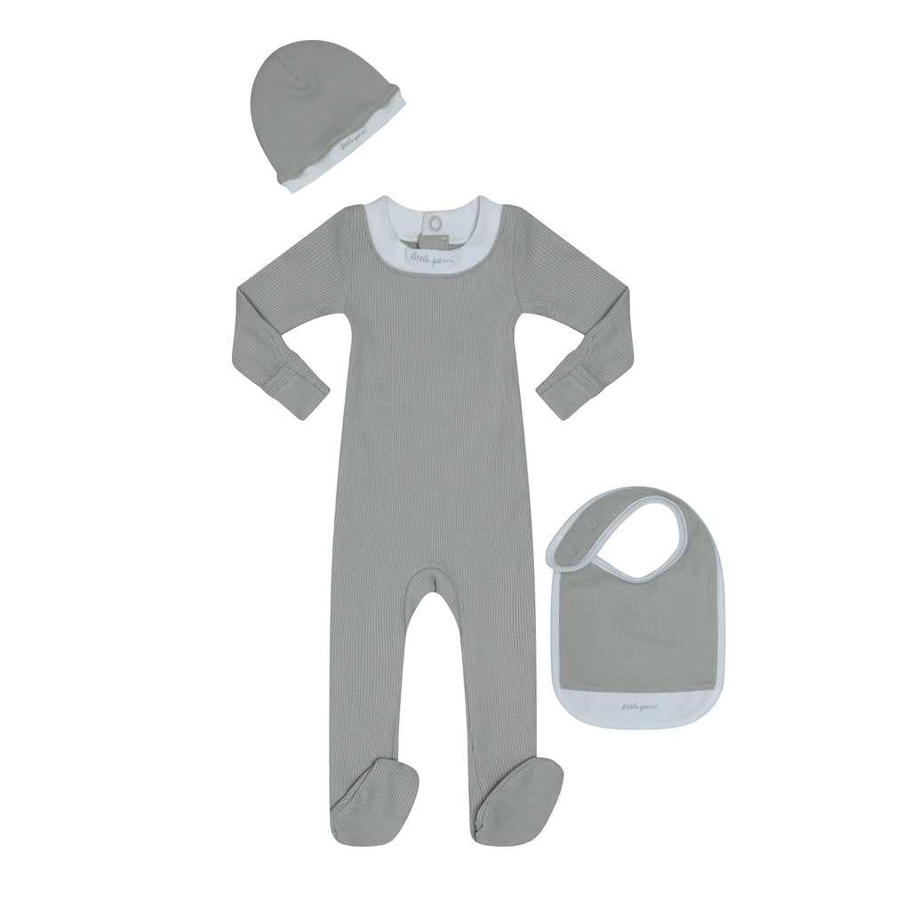Little Parni footie Jellybeanzkids Little Parni Baby Script Footie Set- Light Blue
