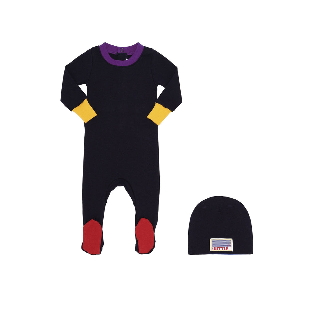 Little Parni Footie Jellybeanzkids Little Parni Colorblock Footie-Navy/Purple