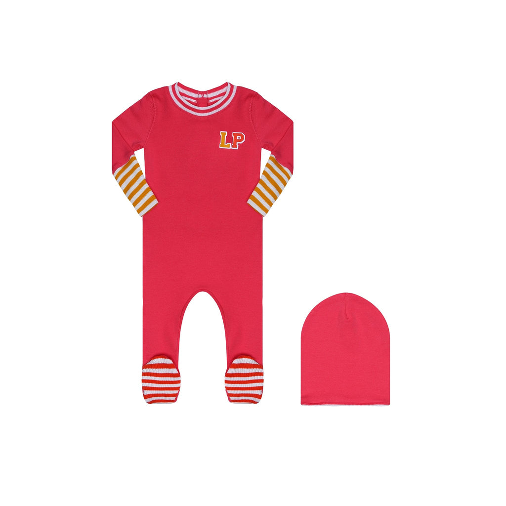 Little Parni footie Jellybeanzkids Little Parni Varsity Colorblock Footie- Pink