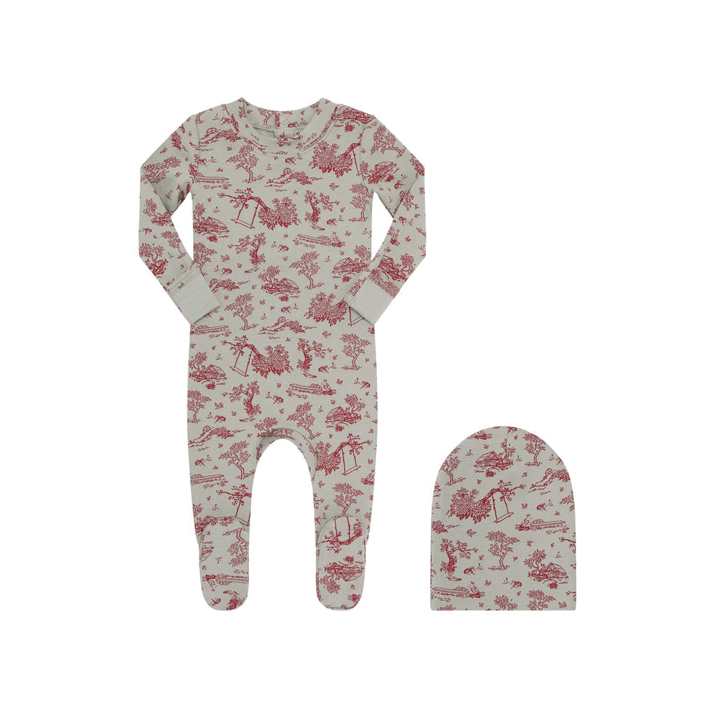 Little Parni Pajamas Jellybeanzkids Little Parni Toile Footie- Pink