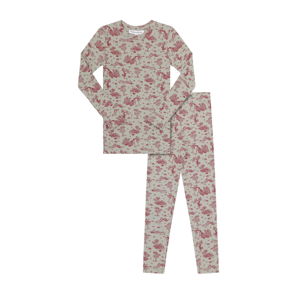 Little Parni Pajamas Jellybeanzkids Little Parni Toile Pajamas-Pink