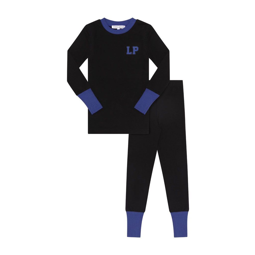 Little Parni Pajamas Jellybeanzkids Little Parni Varsity Pajamas-Black/Blue
