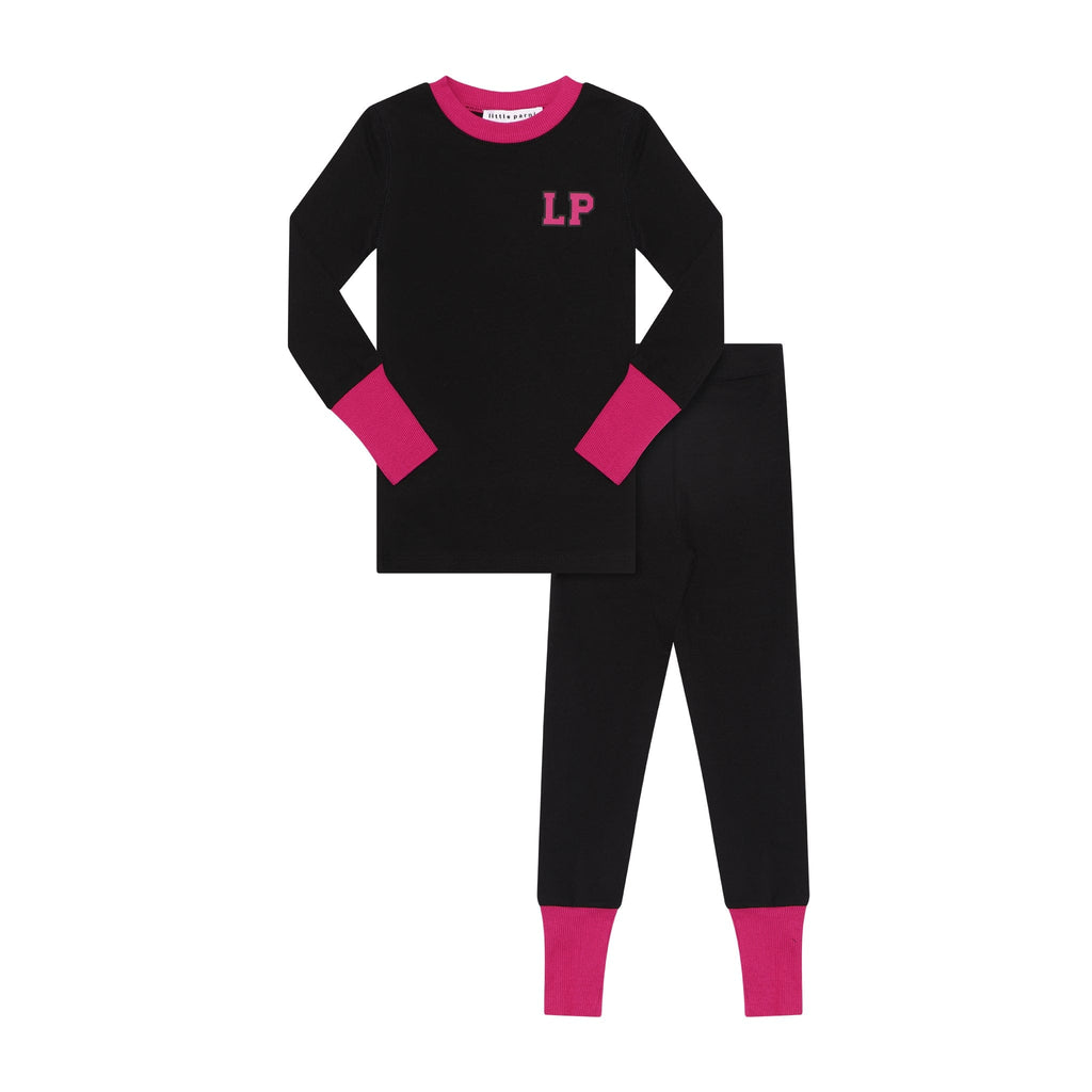 Little Parni Pajamas Jellybeanzkids Little Parni Varsity Pajamas-Black/Pink