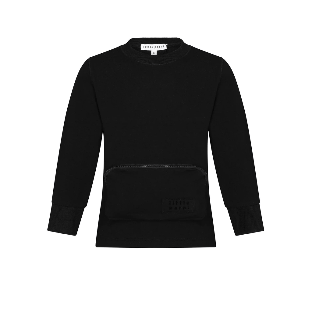 Little Parni Polo Jellybeanzkids Little Parni Boys Pocket Sweatshirt- Black