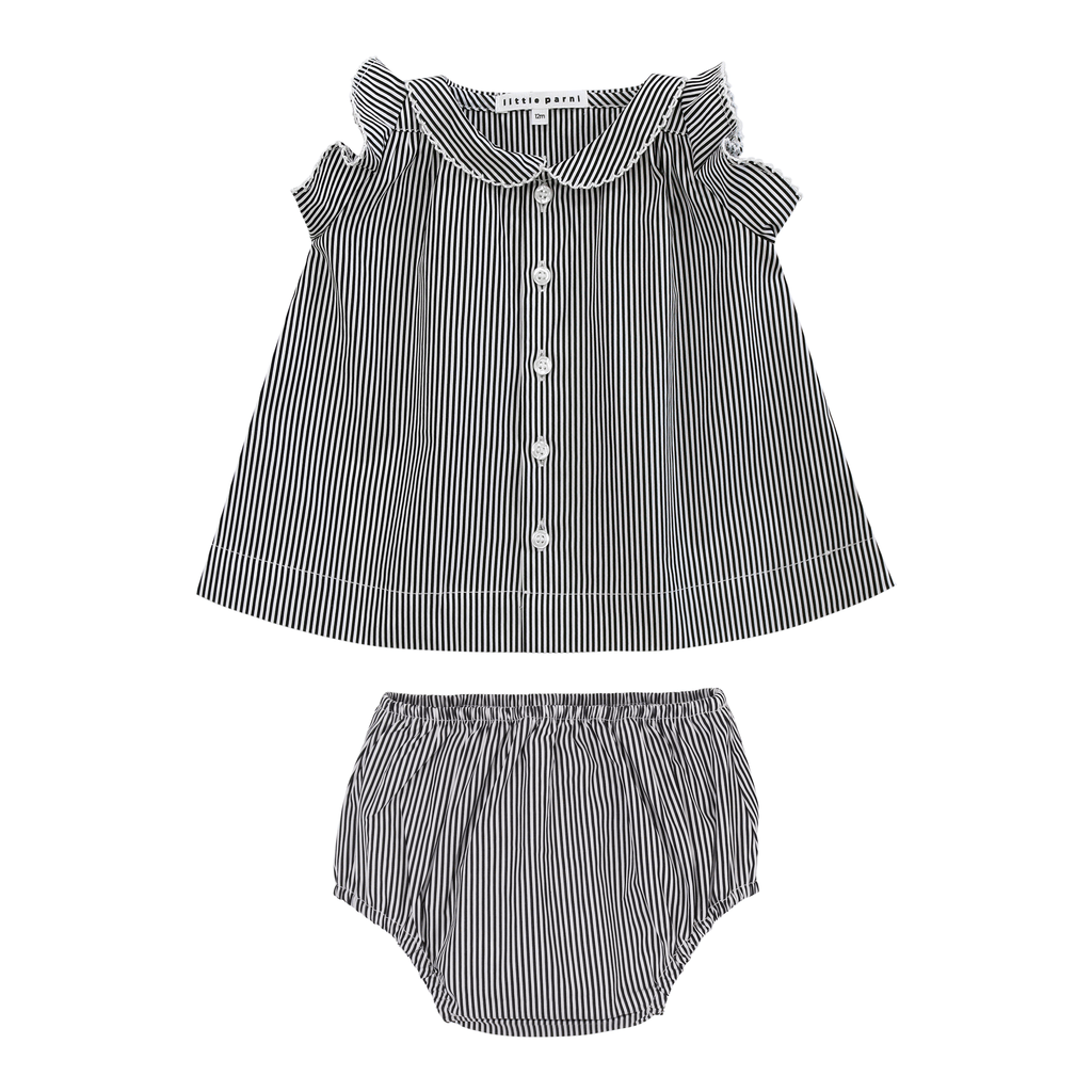 Little Parni set Jellybeanzkids Little Parni Baby Ruffle Set- Black and White Stripe