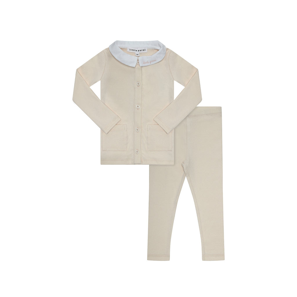Little Parni set Jellybeanzkids Little Parni Collar Cardigan Set- Pink