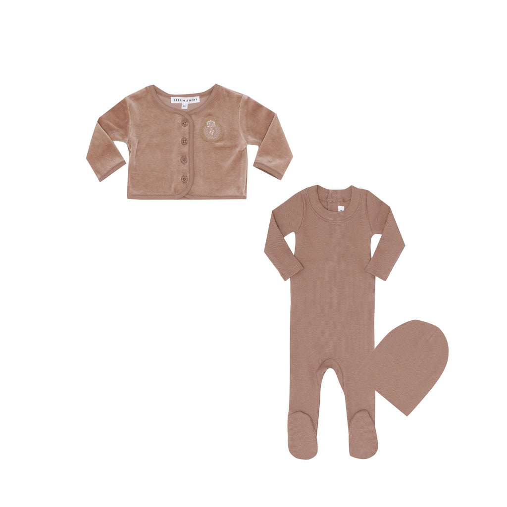 Little Parni Set Jellybeanzkids Little Parni Ribbed Cardigan Set With Beanie-Pink