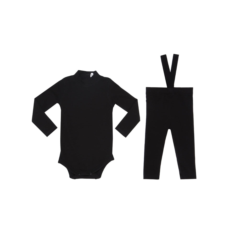 Little Parni Set Jellybeanzkids Little Parni Ribbed Suspender Set-Black