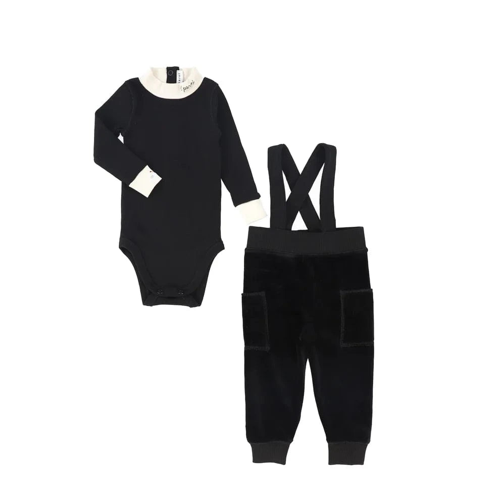 Little Parni set Jellybeanzkids Little Parni Velour Overall Set- Black