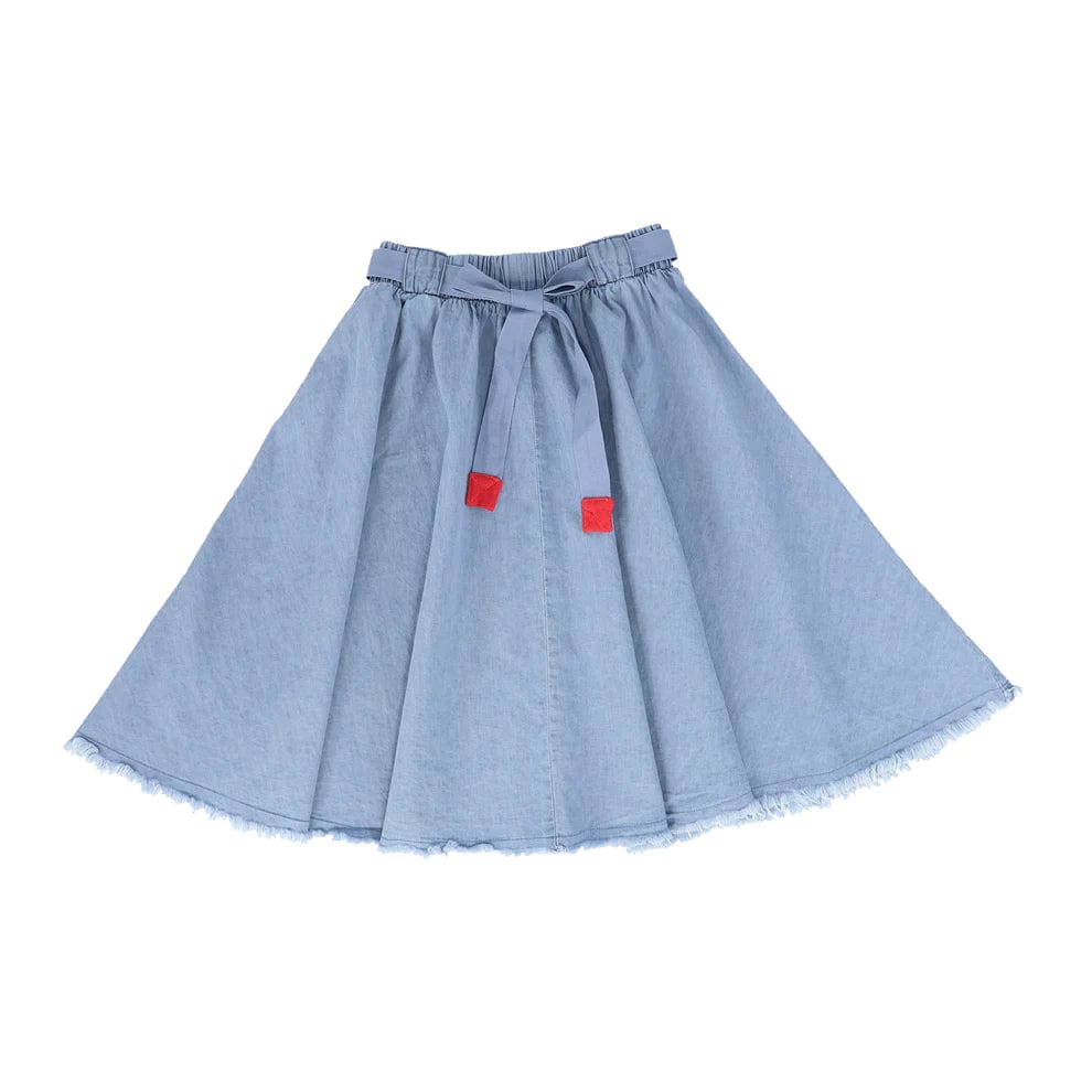 Little Parni Skirt Jellybeanzkids Little Parni Denim A-Sym Skirt With Drawstring-Light Blue
