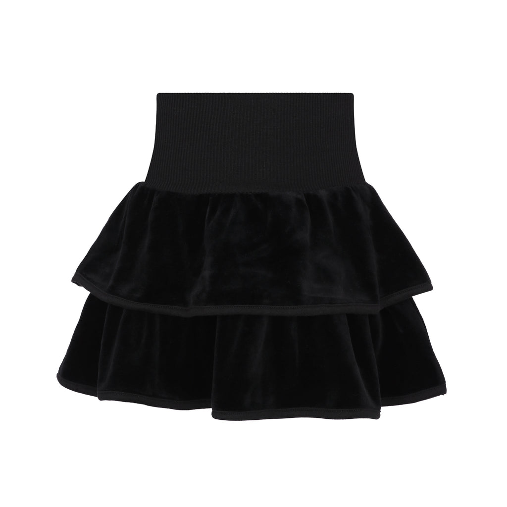 Little Parni Skirt Jellybeanzkids Little Parni Velour Tiered Skirt-Black
