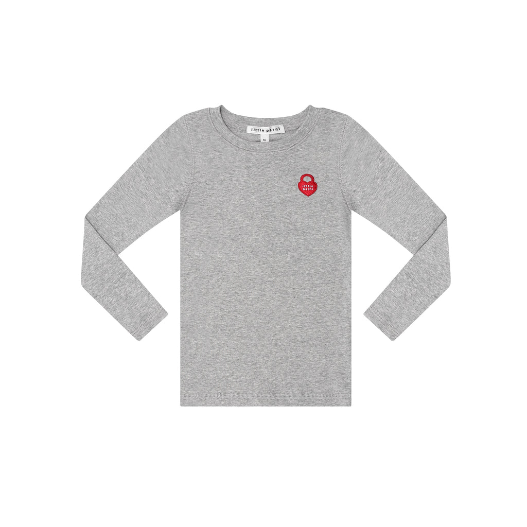 Little Parni T-shirt Jellybeanzkids Little Parni Long Sleeve Heart Logo Tshirt- Grey