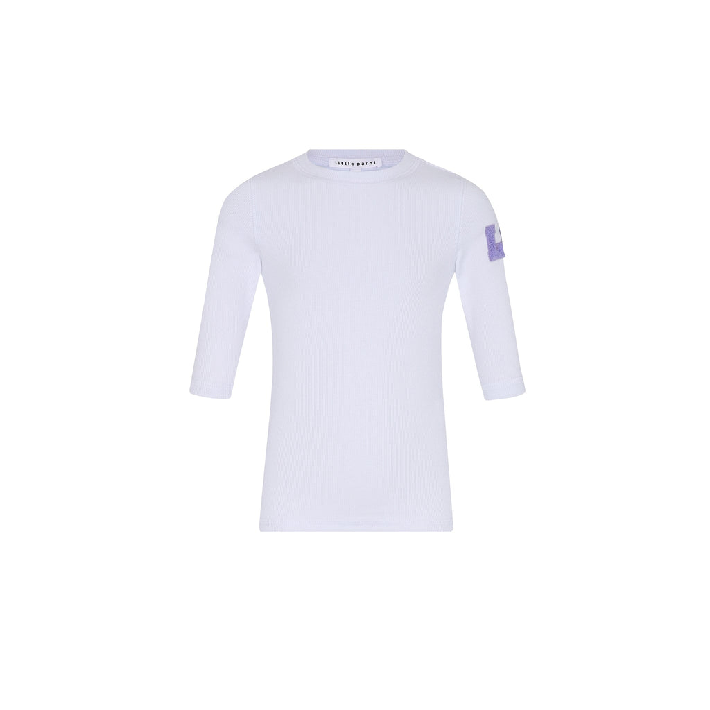 Little Parni T-shirt Jellybeanzkids Little Parni Shirt with LP on Sleeve- White/Lavender