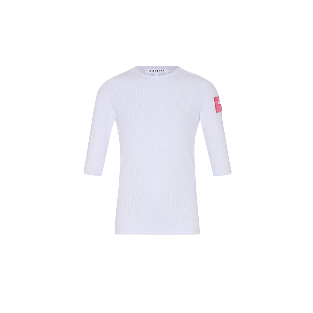 Little Parni T-shirt Jellybeanzkids Little Parni Shirt with LP on Sleeve- White/Pink