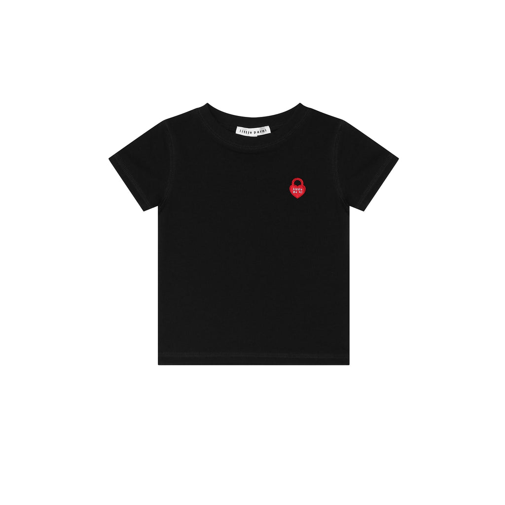 Little Parni T-shirt Jellybeanzkids Little Parni Short Sleeve Heart Logo Tshirt- Black