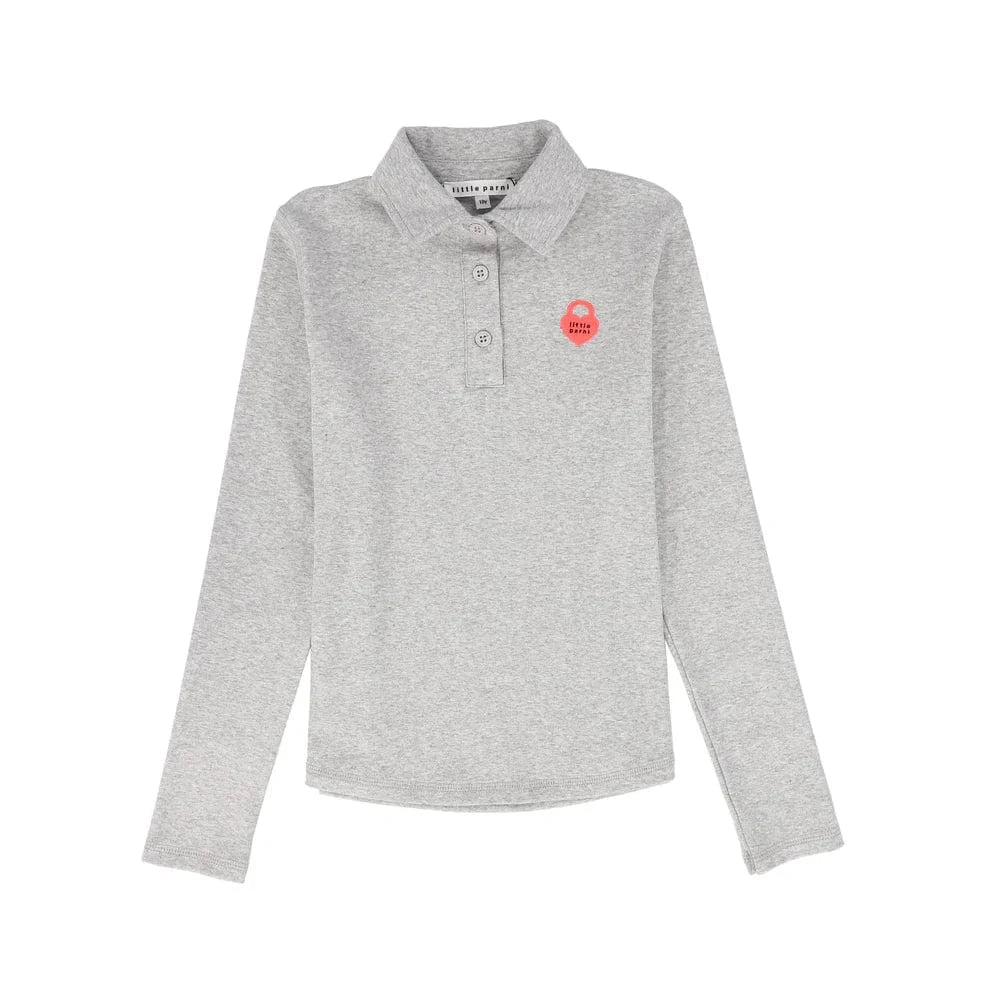 Little Parni T-shirt Jellybeanzkids Little Parni Teen Neon Collar Heart Logo Tshirt- Grey