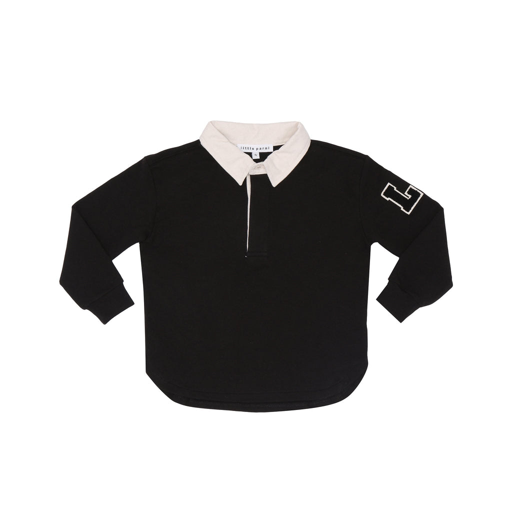 Little Parni Top Jellybeanzkids Little Parni Boys Polo Sweatshirt- Black