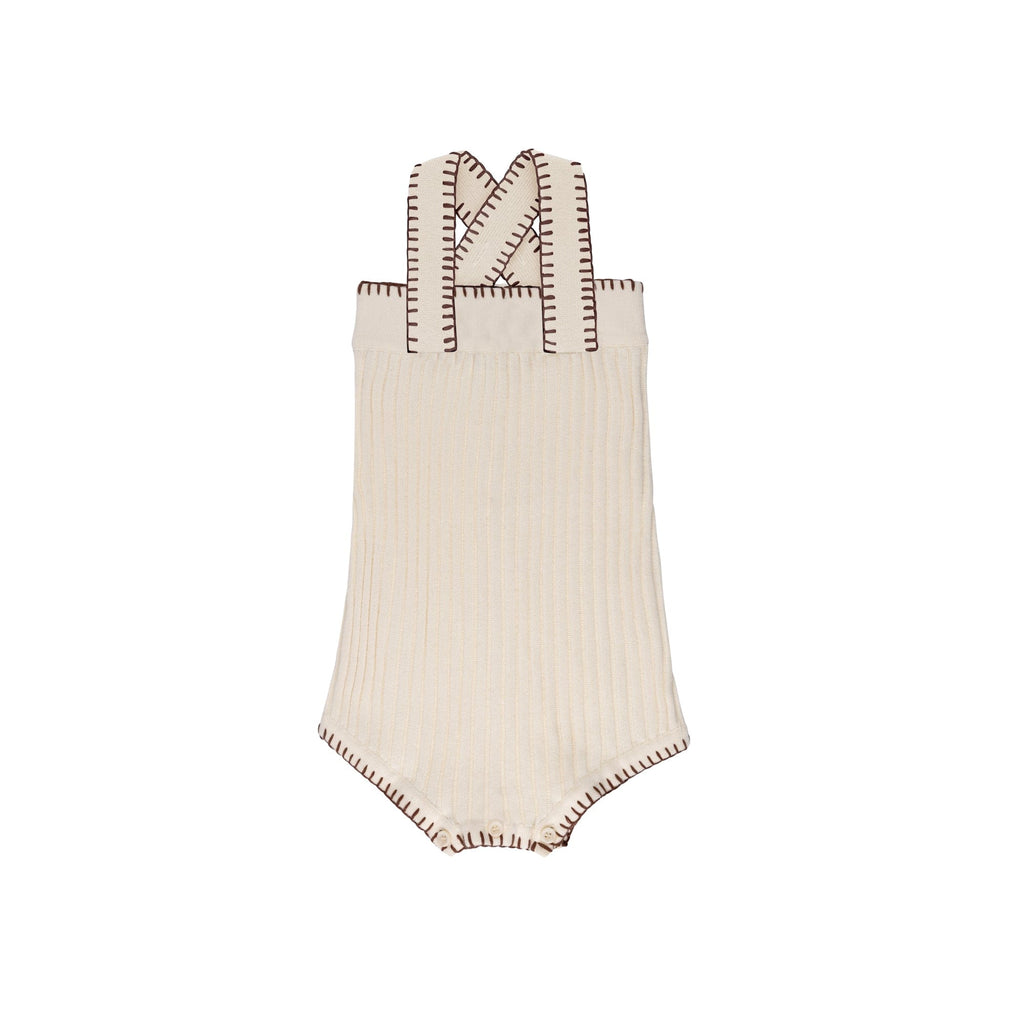 Looms Overalls Jellybeanzkids Looms Whip Stich Knit Romper- Natural