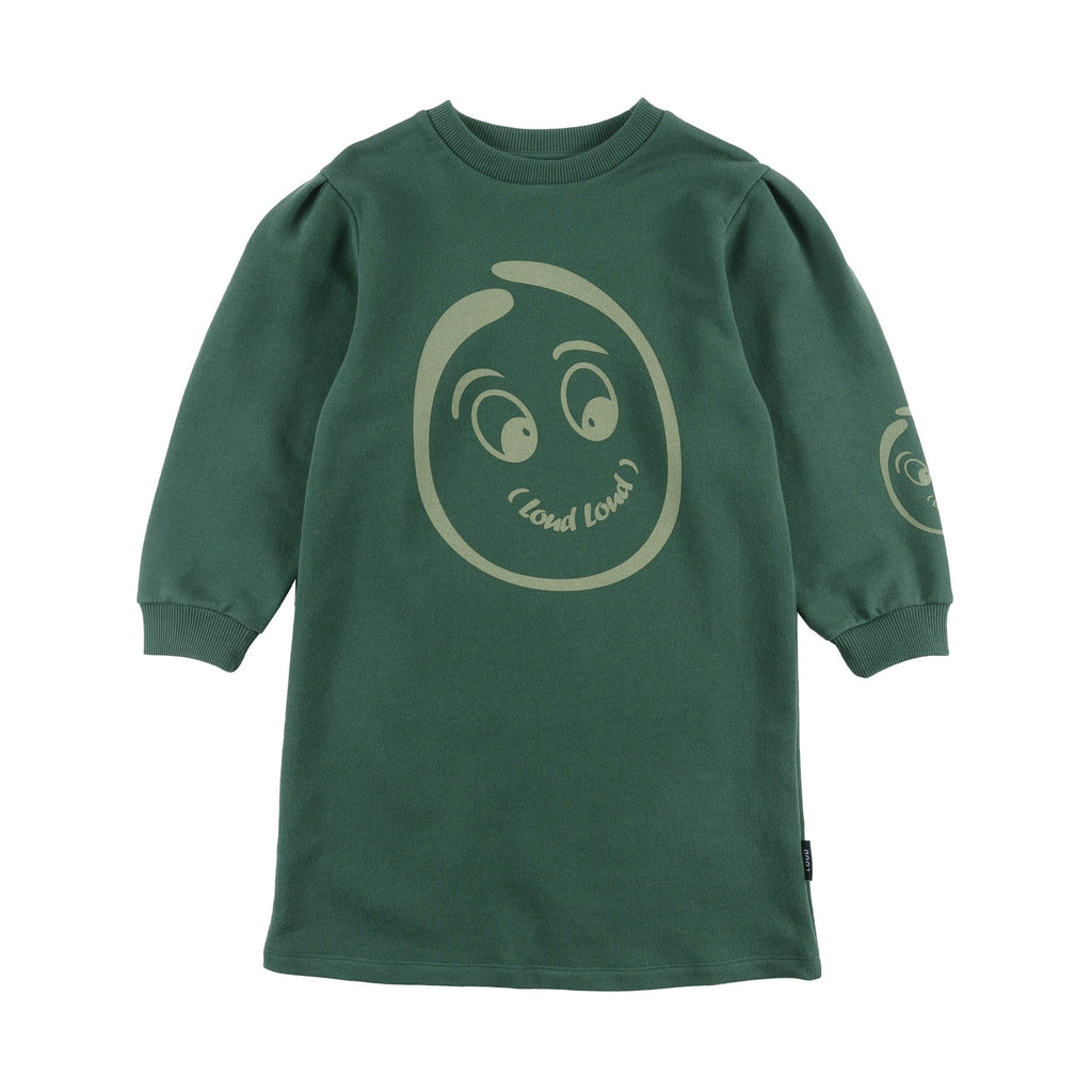 Loud dress Jellybeanzkids Loud Puff Sleeve Dress-Dark Green/Sage