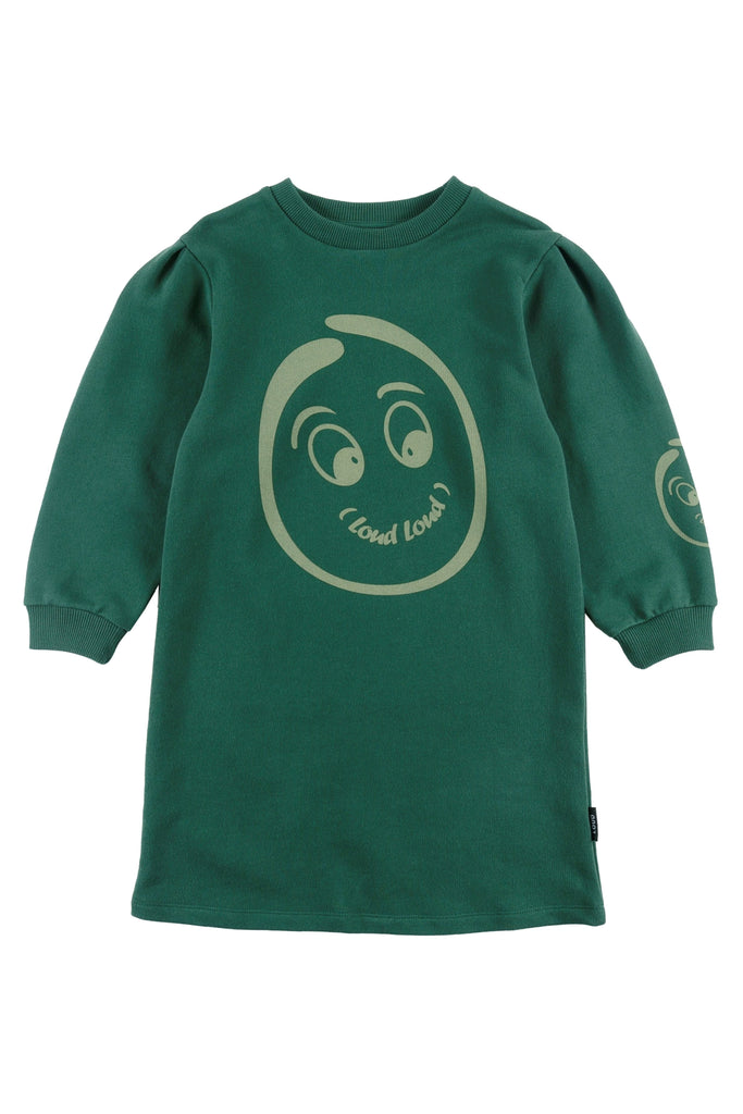Loud dress Jellybeanzkids Loud Puff Sleeve Dress-Dark Green/Sage