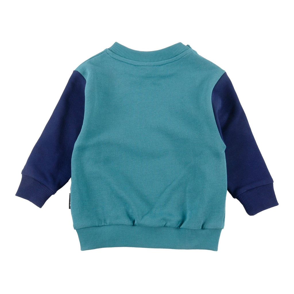Loud Sweatshirt Jellybeanzkids Loud Two Tone Sweatshirt- Turquoise/Navy