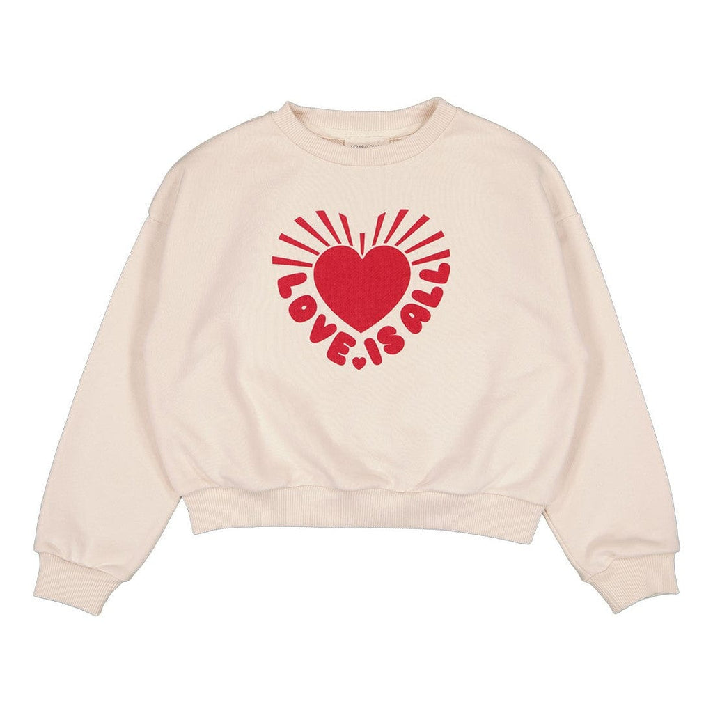Louis Louise Cardigan Jellybeanzkids Louis Louise Sweat Peace Velvet Love Sweater- Beige