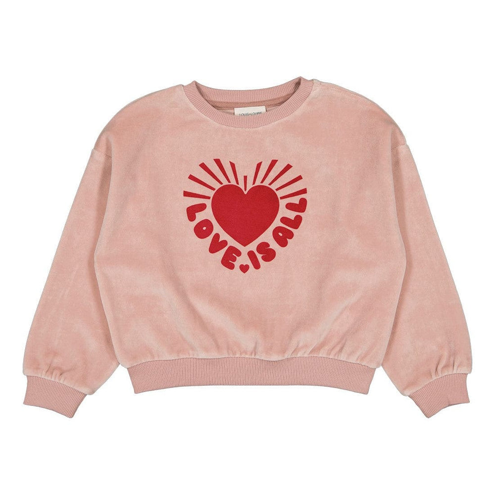 Louis Louise Cardigan Jellybeanzkids Louis Louise Sweat Peace Velvet Love Sweater- Pink