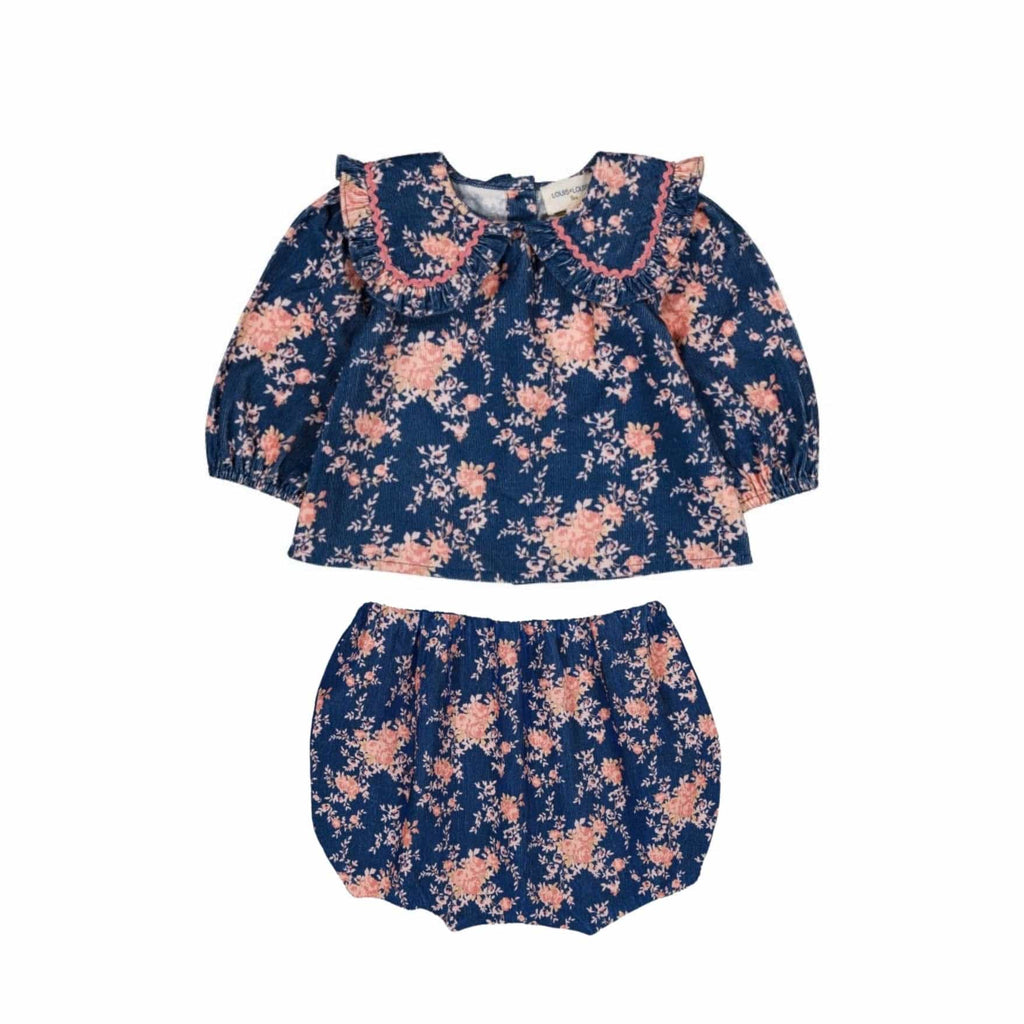 Louis Louise set Jellybeanzkids Louis Louise Sybillette Corduroy Set- Blue Floral
