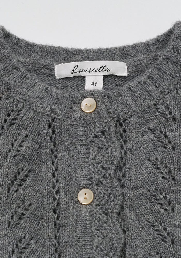 Louisiella Cardigan Jellybeanzkids Louisiella Abbie Knit Cardigan - Gray