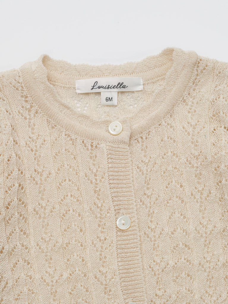 Louisiella Cardigan Jellybeanzkids Louisiella Baby Stern Cardigan - Light Beige