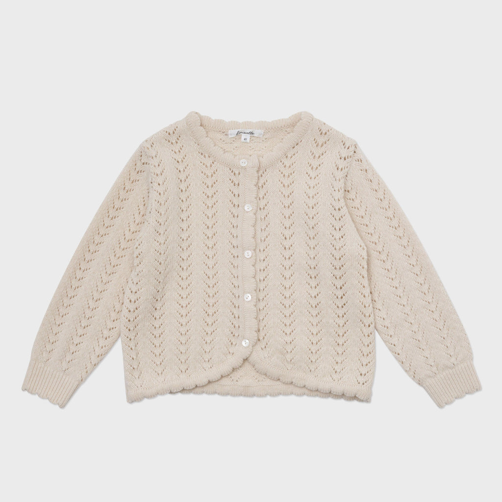 Louisiella Cardigan Jellybeanzkids Louisiella Rustinal Knit Cardigan-Cream