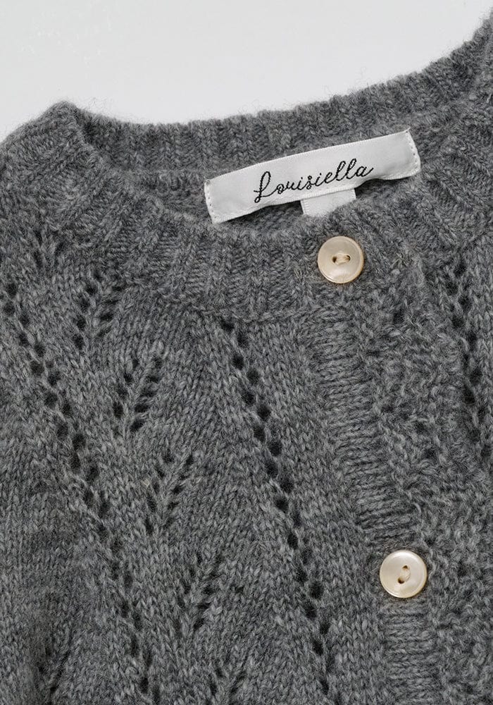 Louisiella Sweater Jellybeanzkids Louisiella Baby Abbie Knit Cardigan- Gray