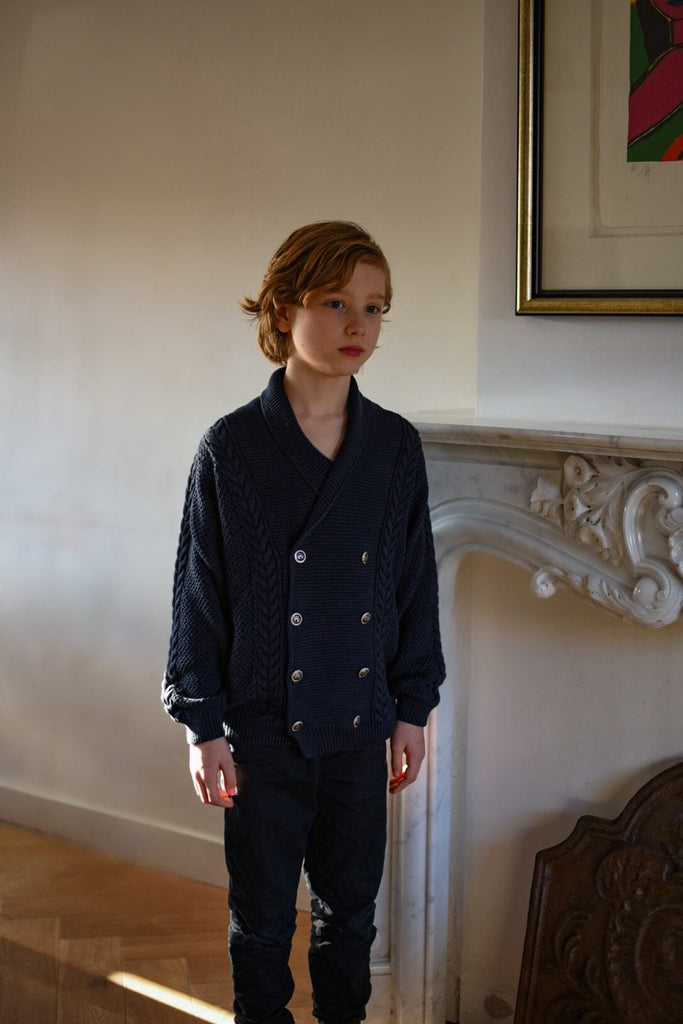 LRDM Cardigan Jellybeanzkids LRDM Alain Double Breasted Cardigan-Navy