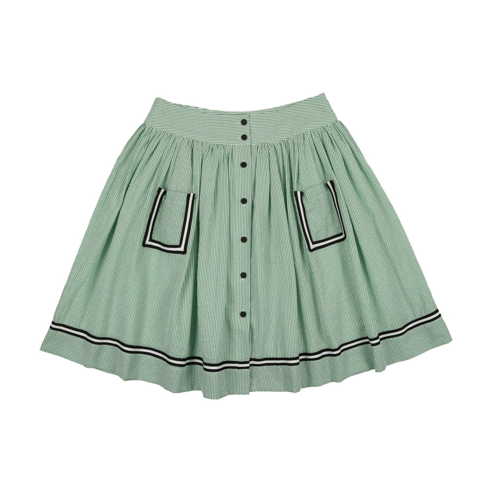 Maisonita Skirt Jellybeanzkids Maisonita Skirt with Pockets-Green Seersucker