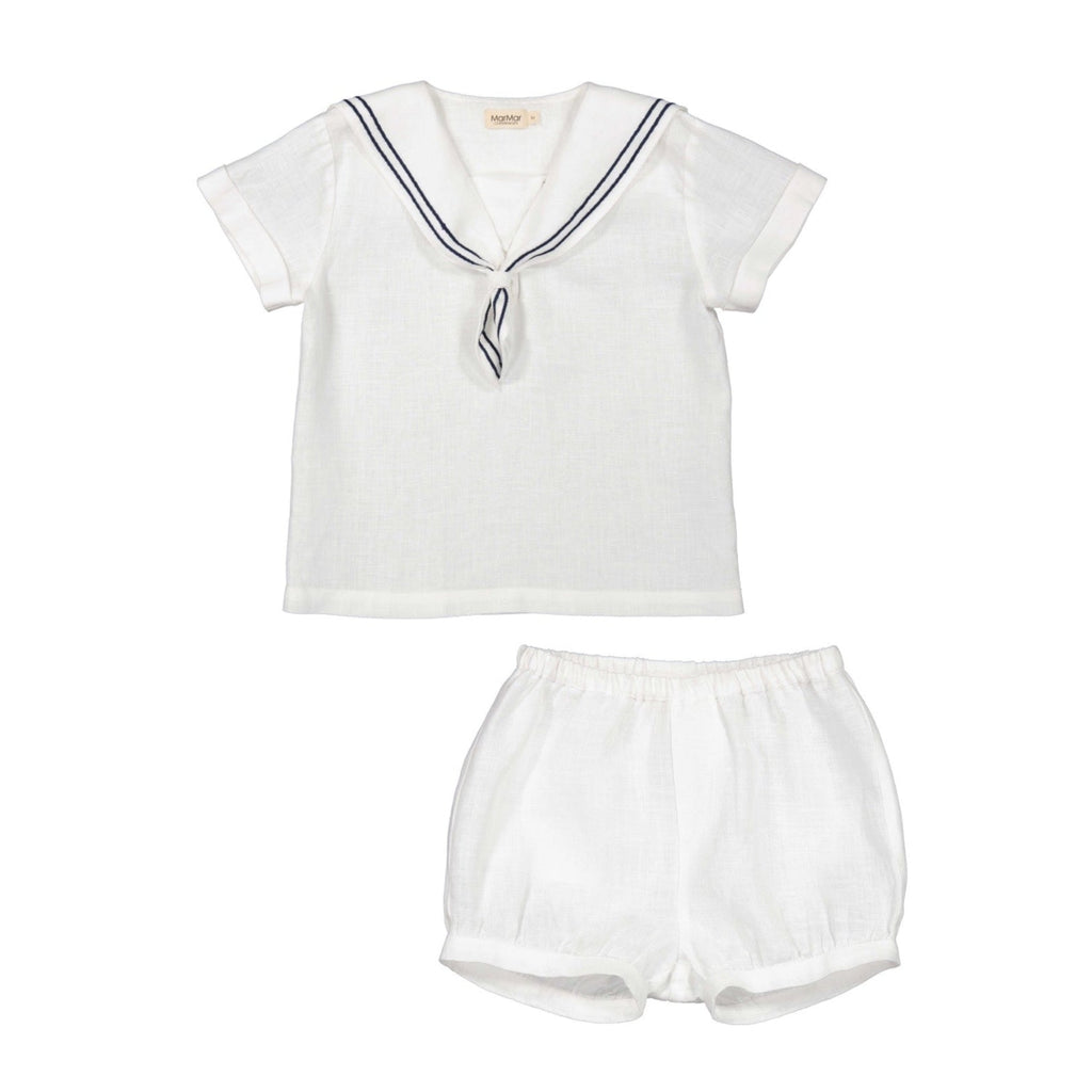 MarMar Copenhagen Set Jellybeanzkids Marmar Linen Sailor Set-White