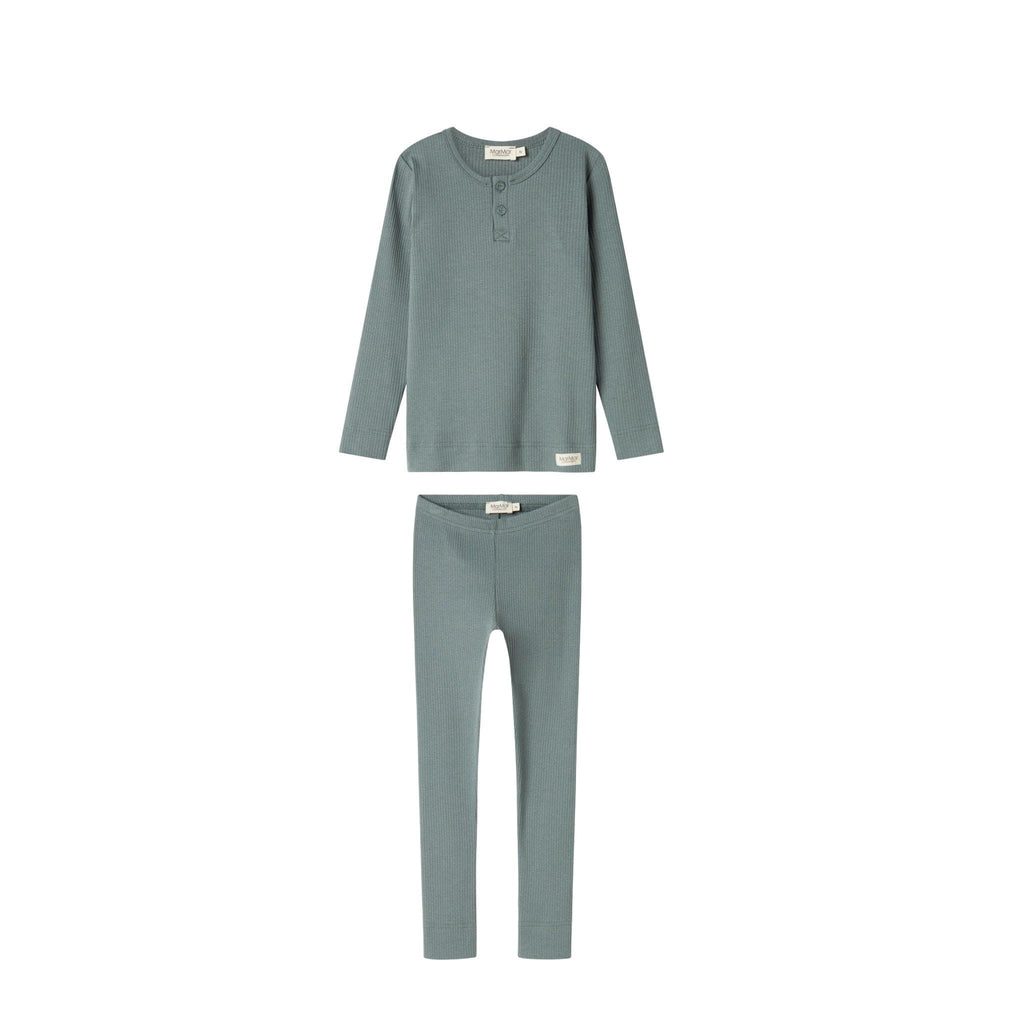 MarMar Copenhagen Set Jellybeanzkids Marmar Long Sleeve Henley Set- Dusty Green