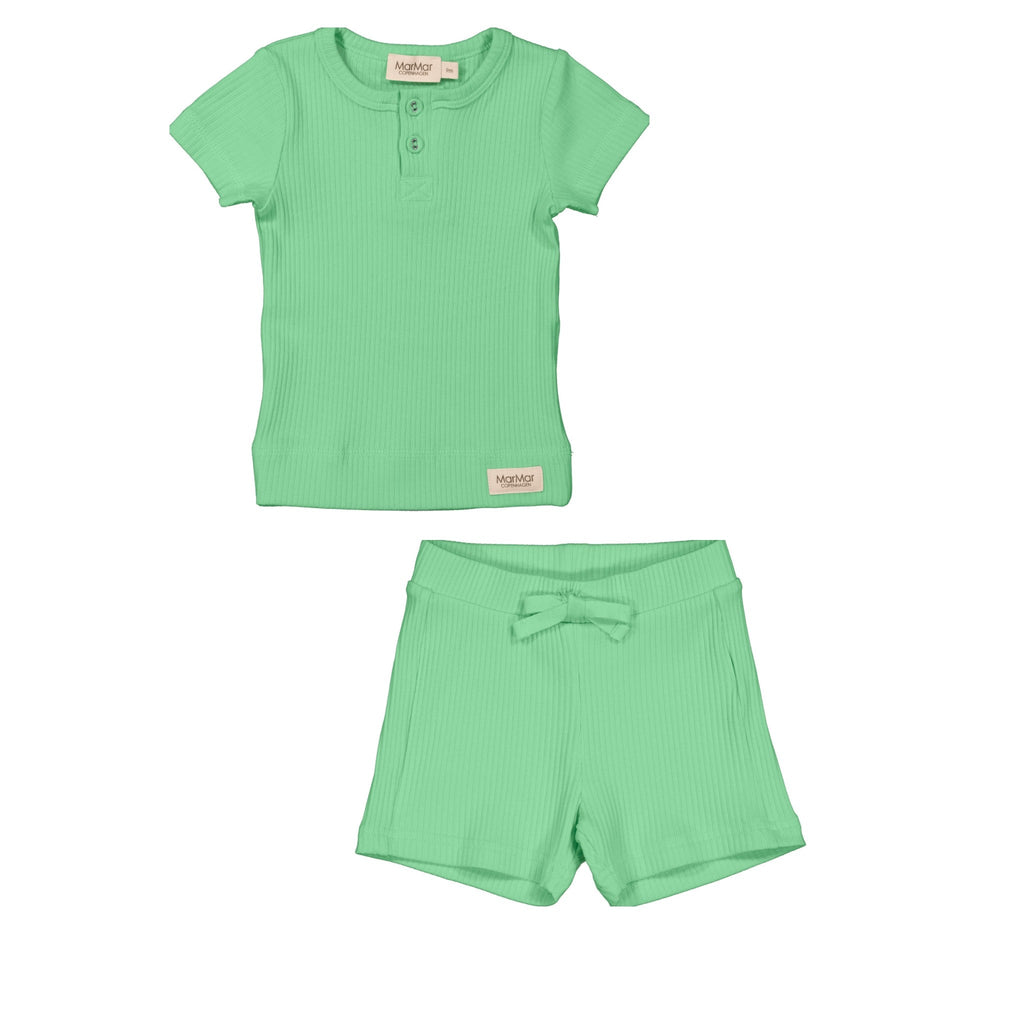 MarMar Copenhagen Set Jellybeanzkids Marmar Ribbed Shorts Set- Cale Green