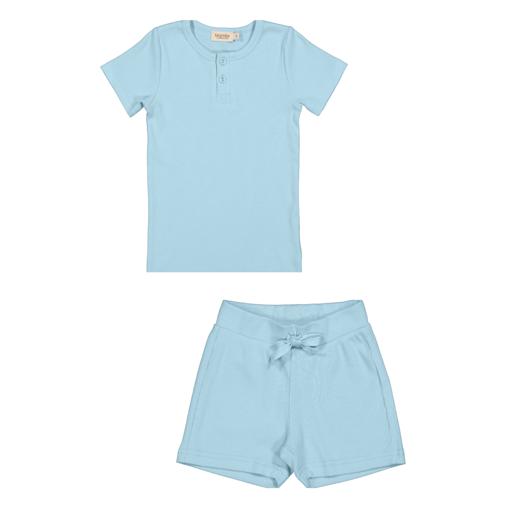 MarMar Copenhagen Set Jellybeanzkids Marmar Ribbed Shorts Set- Heavely Blue
